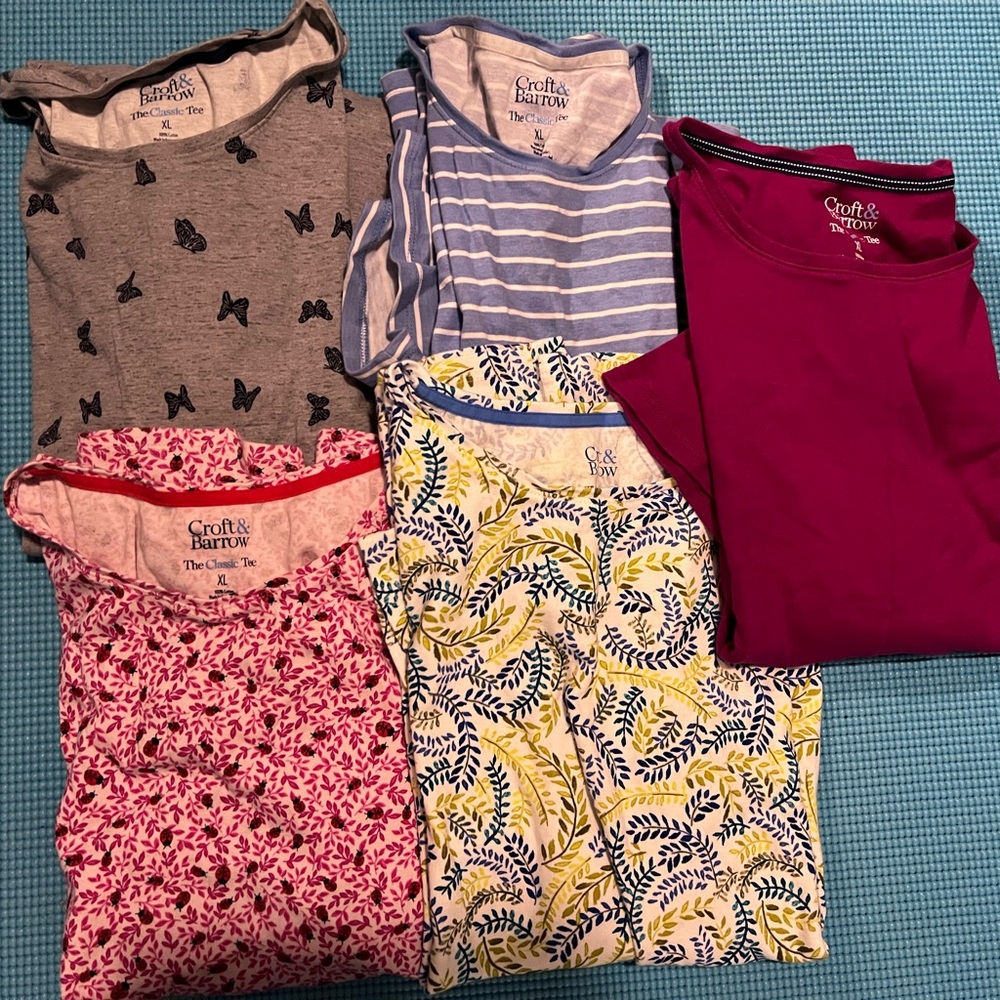 Craft & Barrow Women's Classic Tee Tops - Set of 5